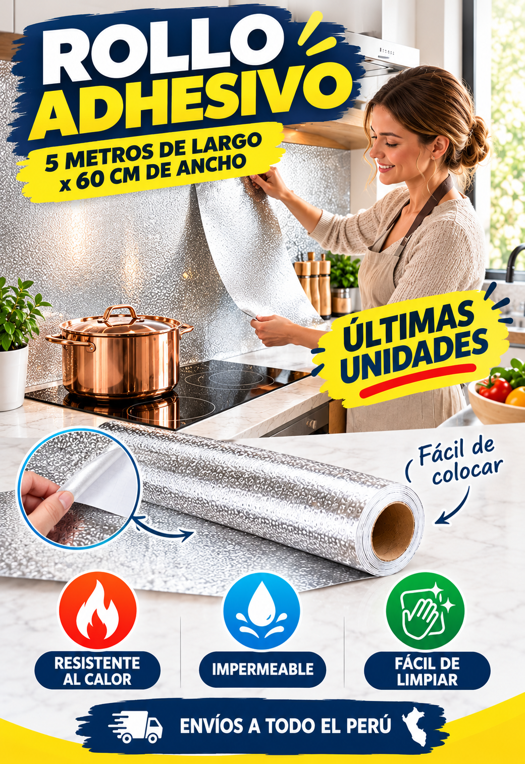 ROLLO ADHESIVO 5 METROS DE LARGO X 60 CM DE ANCHO