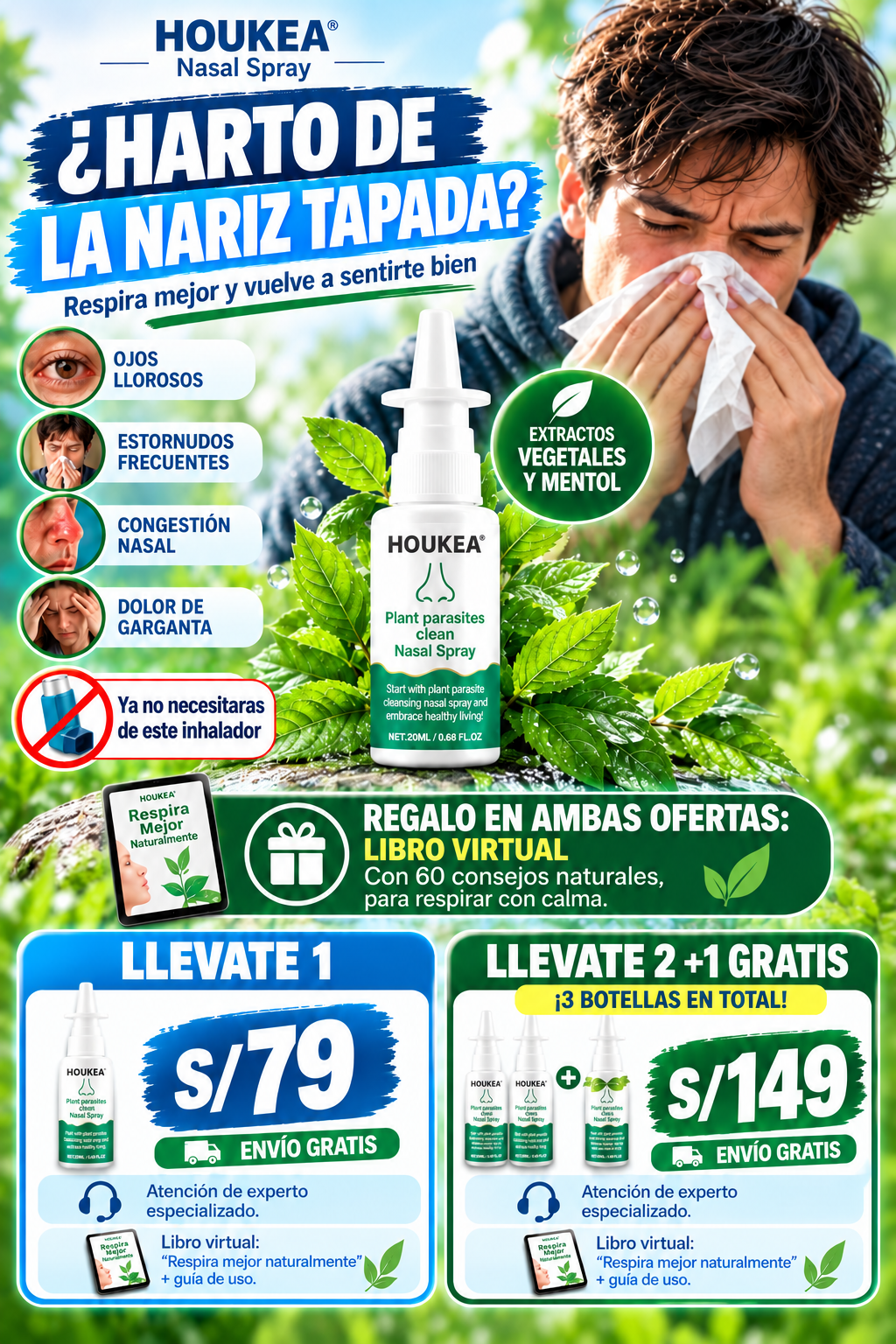 Spray nasal para Rinitis , Nariz tupida , Congestion nasal